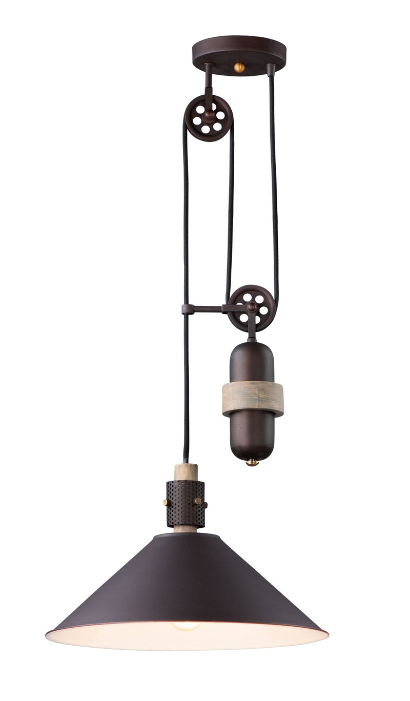 Tucson 1 Light 16" Pendant in Oil Rubbed Bronze / Weathered Wood