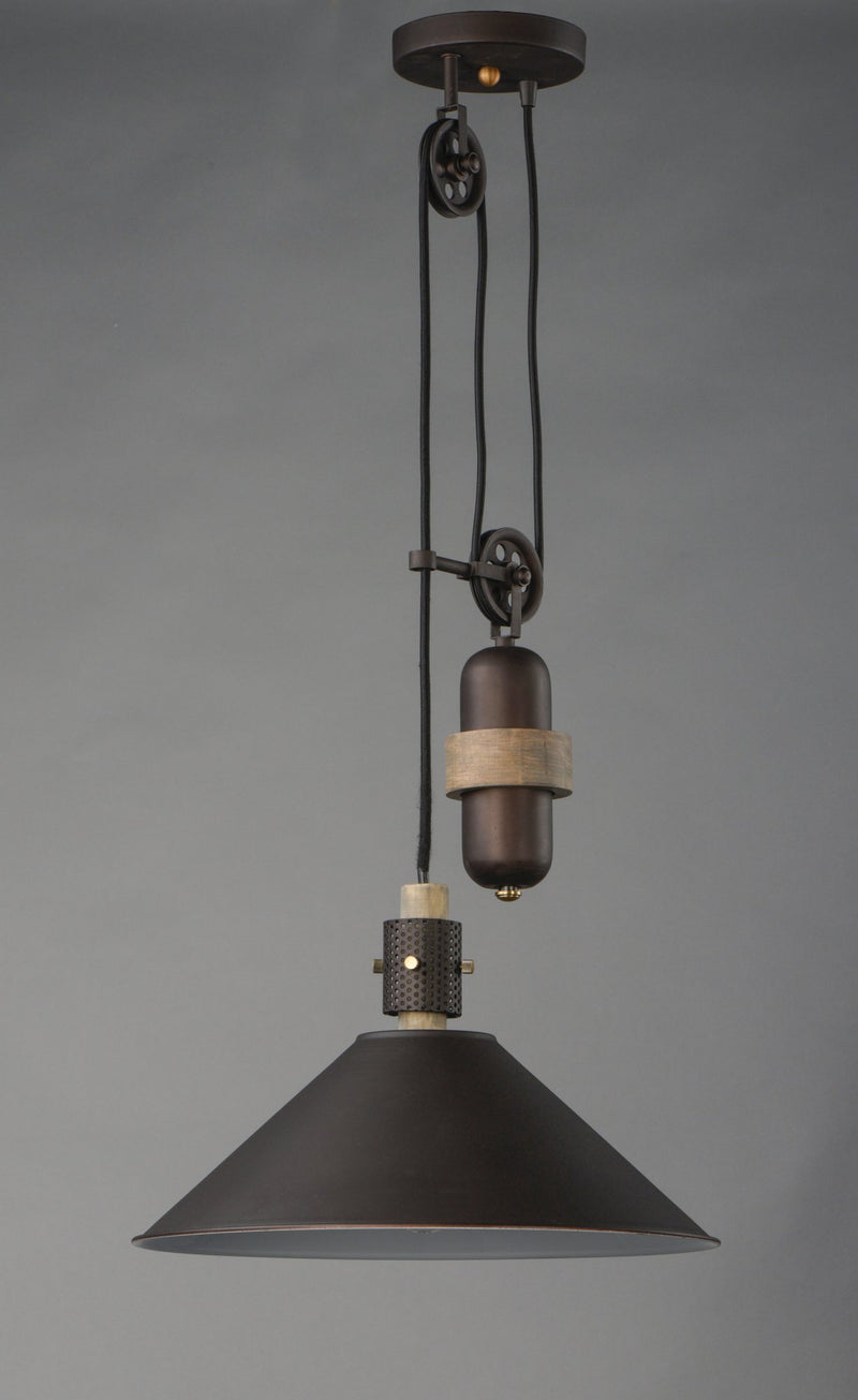 Tucson 1 Light 16" Pendant in Oil Rubbed Bronze / Weathered Wood
