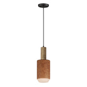Scout 1 Light LED Pendant in Weathered Wood / Tan Leather
