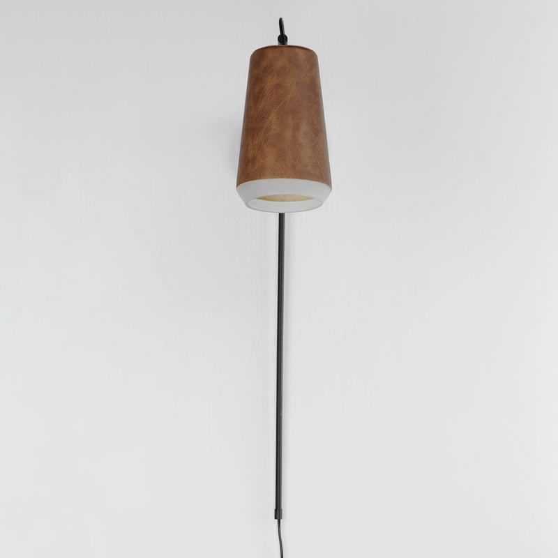 Scout 1 Light LED Swing Arm Wall Sconce in Weathered Wood / Tan Leather