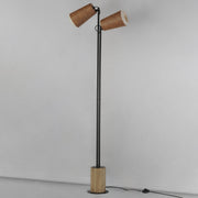Scout 2 Light LED Floor Lamp in Weathered Wood / Tan Leather