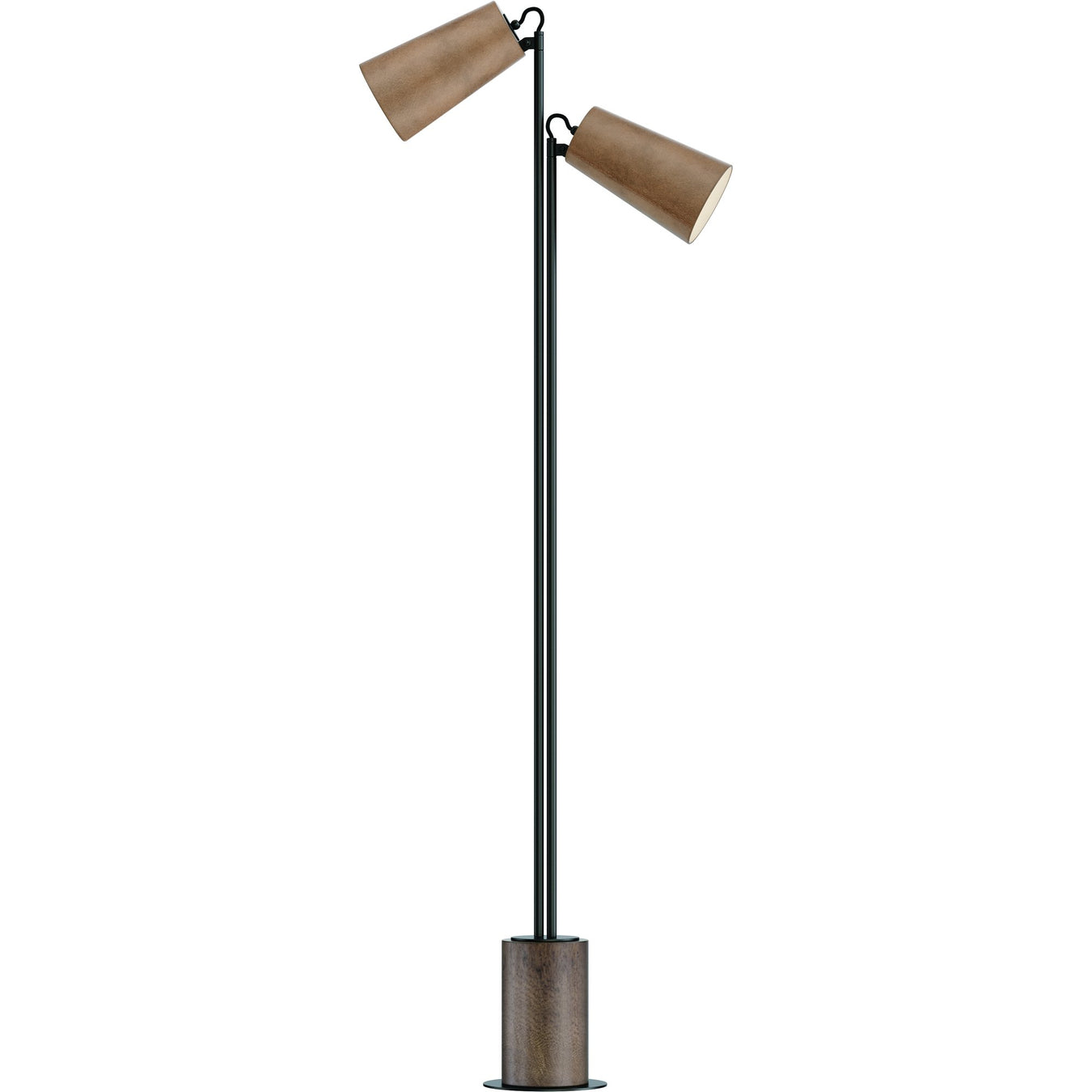 Scout 2 Light LED Floor Lamp in Weathered Wood / Tan Leather