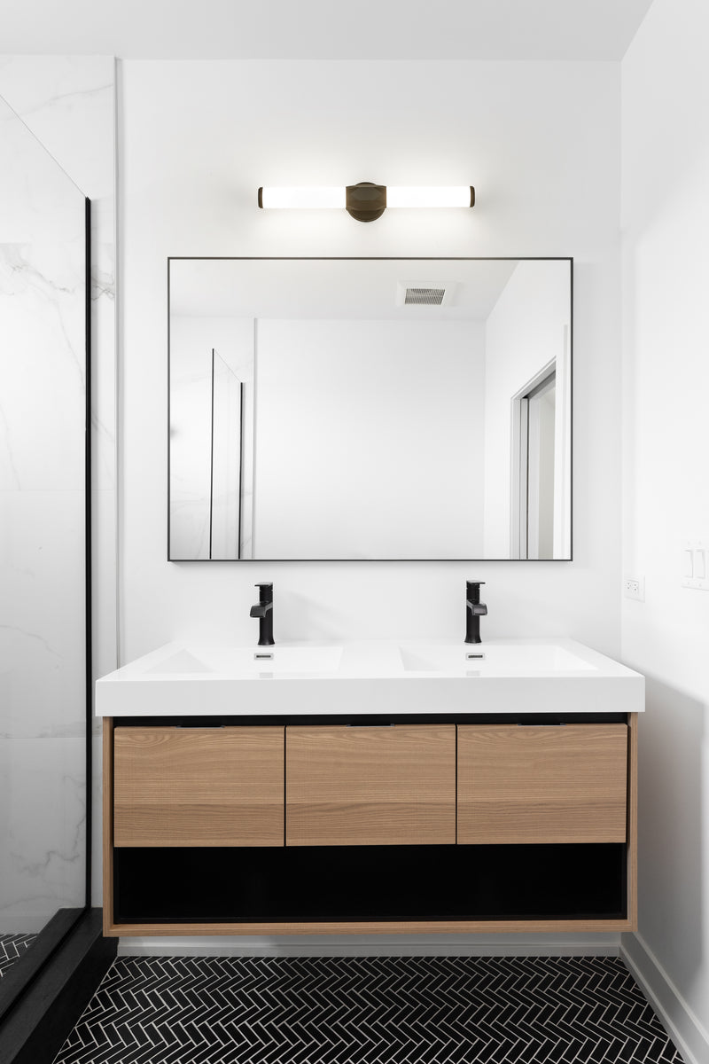 Cooper 1 Light 25" Vanity in Matte Black in a room setting