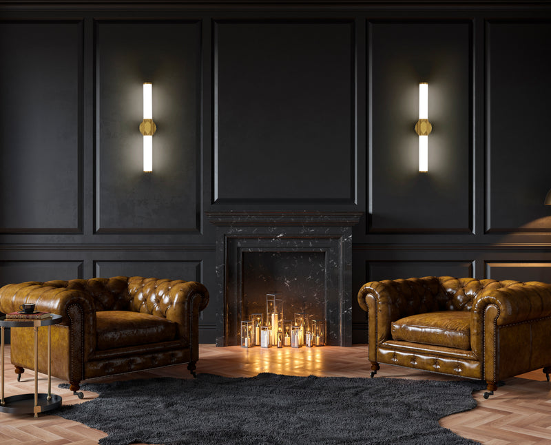 Cooper 1 Light 25" Vanity in Modern Gold in a room setting