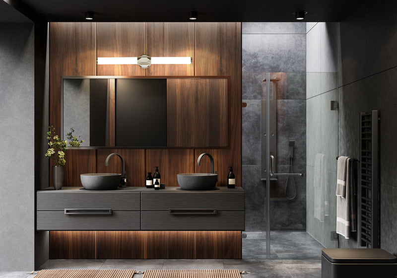Cooper 1 Light 32" Vanity in Chrome in a room setting
