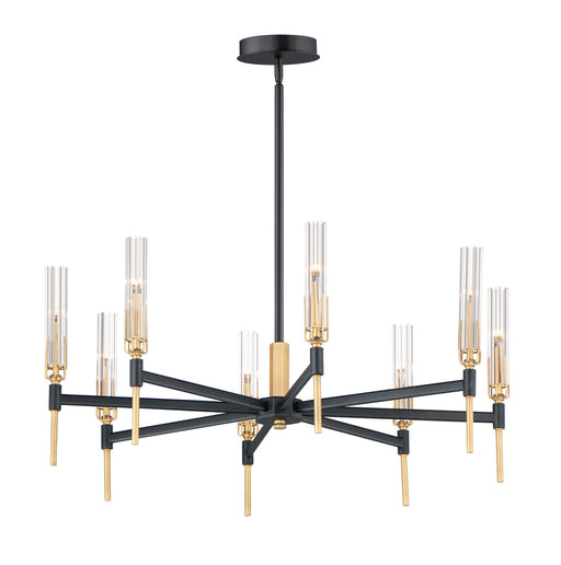 Flambeau LED Chandelier in Black / Antique Brass