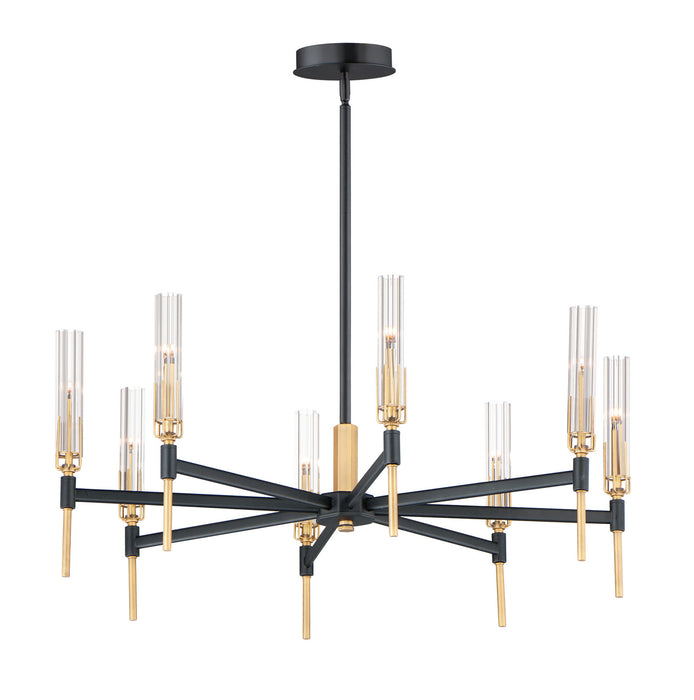 Flambeau LED Chandelier in Black / Antique Brass