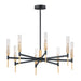 Flambeau LED Chandelier in Black / Antique Brass