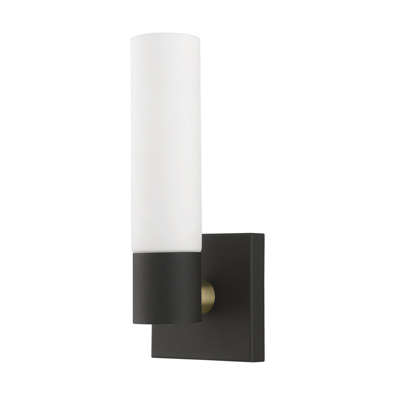 Aero 11.25" ADA Wall Sconce in Textured Black with Antique Brass Accents