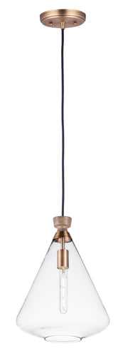 Abbott 1 Light Pendant in Weathered Oak / Antique Brass