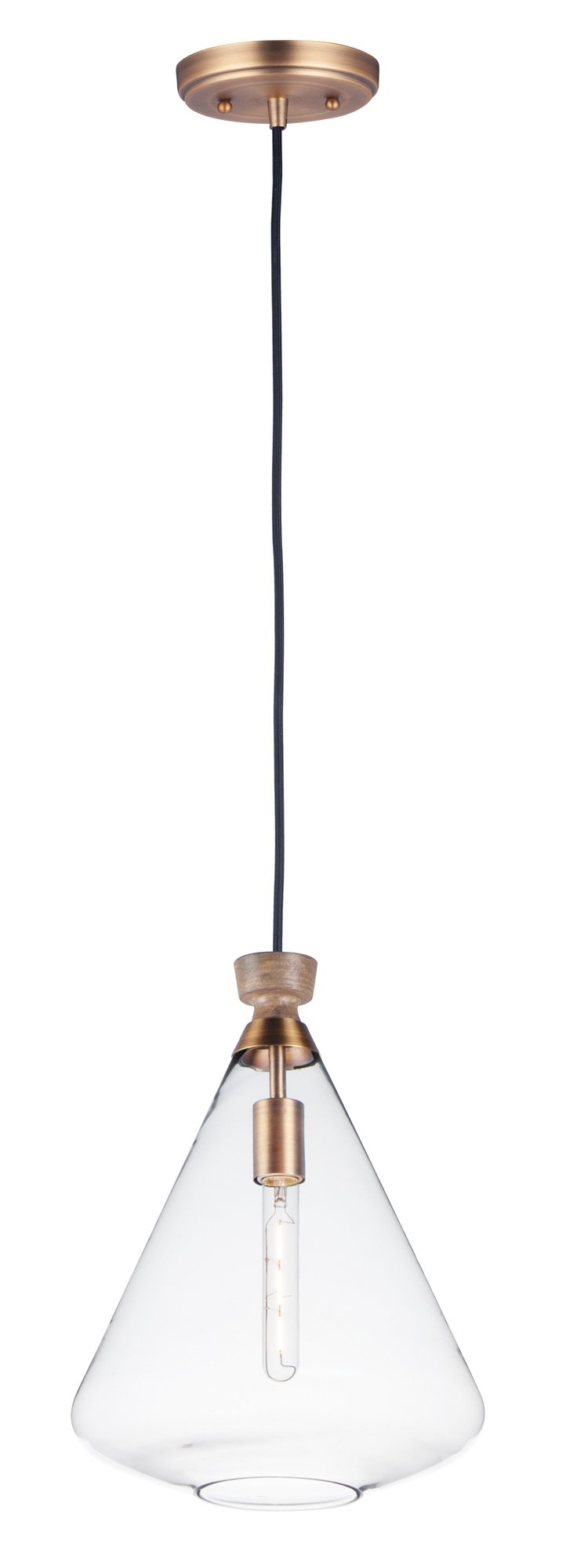 Abbott 1 Light Pendant in Weathered Oak / Antique Brass