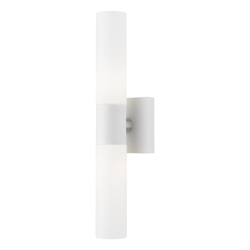 Aero 2-Light 17.75" ADA Bath Vanity Light in White with Brushed Nickel Accents