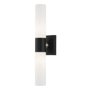 Aero 2-Light 17.75" ADA Bath Vanity Light in Black with Brushed Nickel Accents