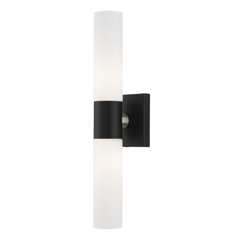Aero 2-Light 17.75" ADA Bath Vanity Light in Black with Brushed Nickel Accents