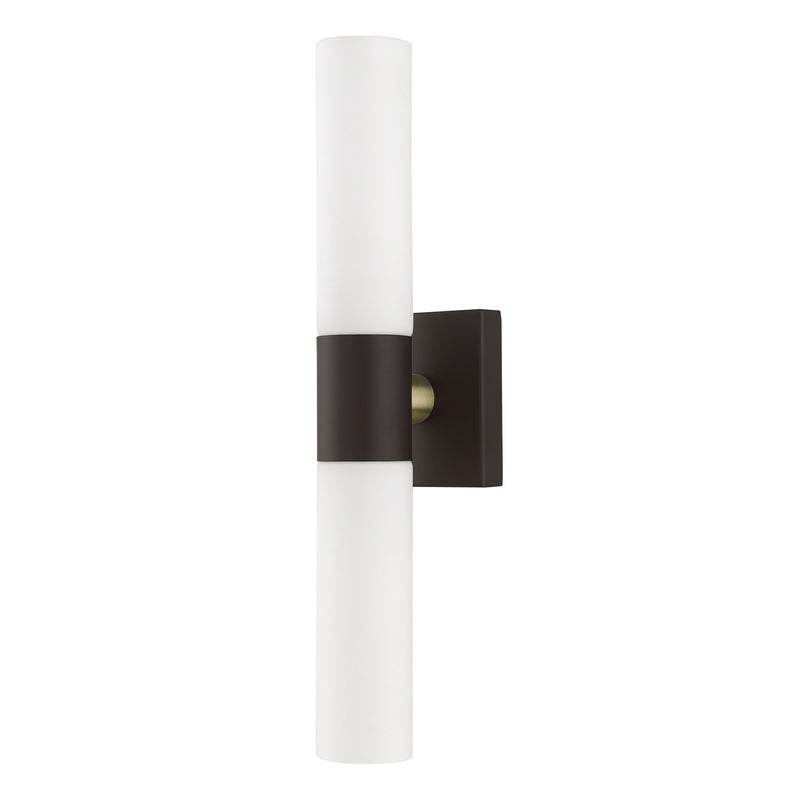 Aero 2-Light 17.75" ADA Bath Vanity Light in Bronze with Antique Brass Accents