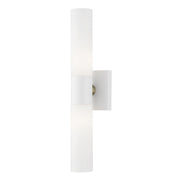 Aero 2-Light 17.75" ADA Bath Vanity Light in Textured White with Antique Brass Accents