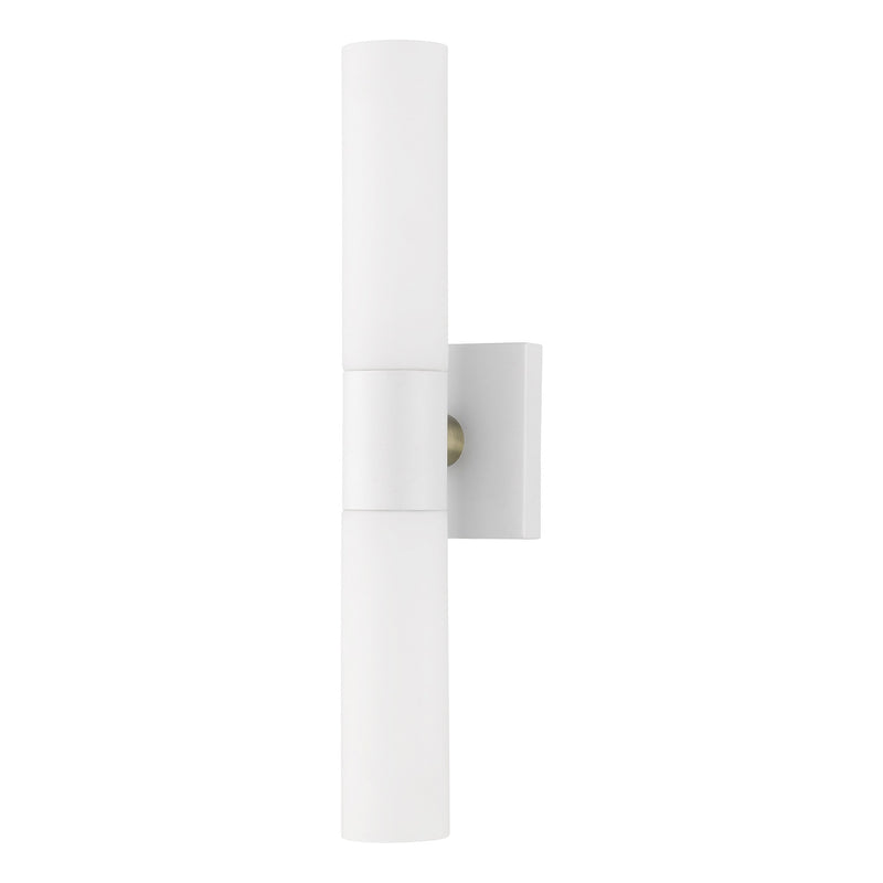 Aero 2-Light 17.75" ADA Bath Vanity Light in Textured White with Antique Brass Accents