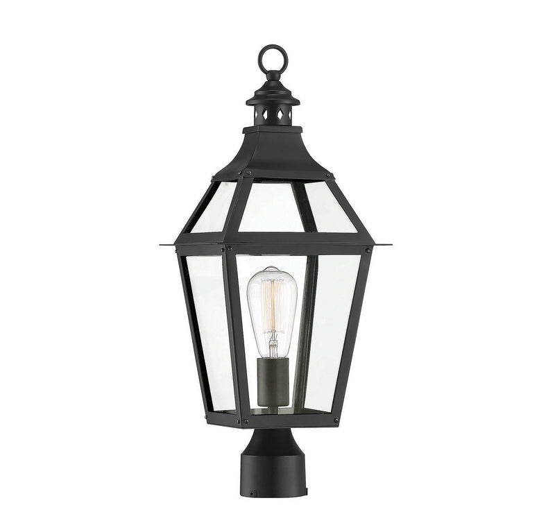 Jackson Outdoor Post Light in Matte Black with Gold Highlights