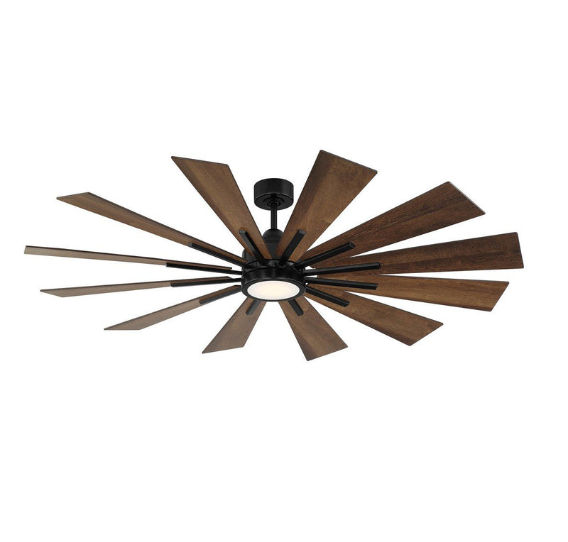 Farmhouse 60" LED Ceiling Fan with Frosted Glass in Matte Black