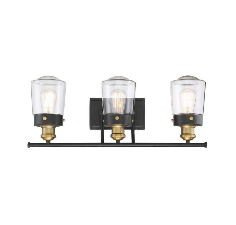 Macauley 3-Light Bath Vanity Light in Vintage Black with Warm Brass