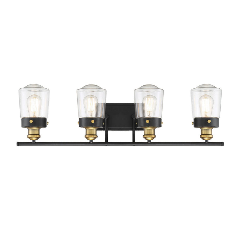 Macauley 4-Light Bath Vanity Light in Vintage Black with Warm Brass