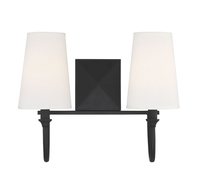Cameron 2-Light Bath Vanity Light in Matte Black
