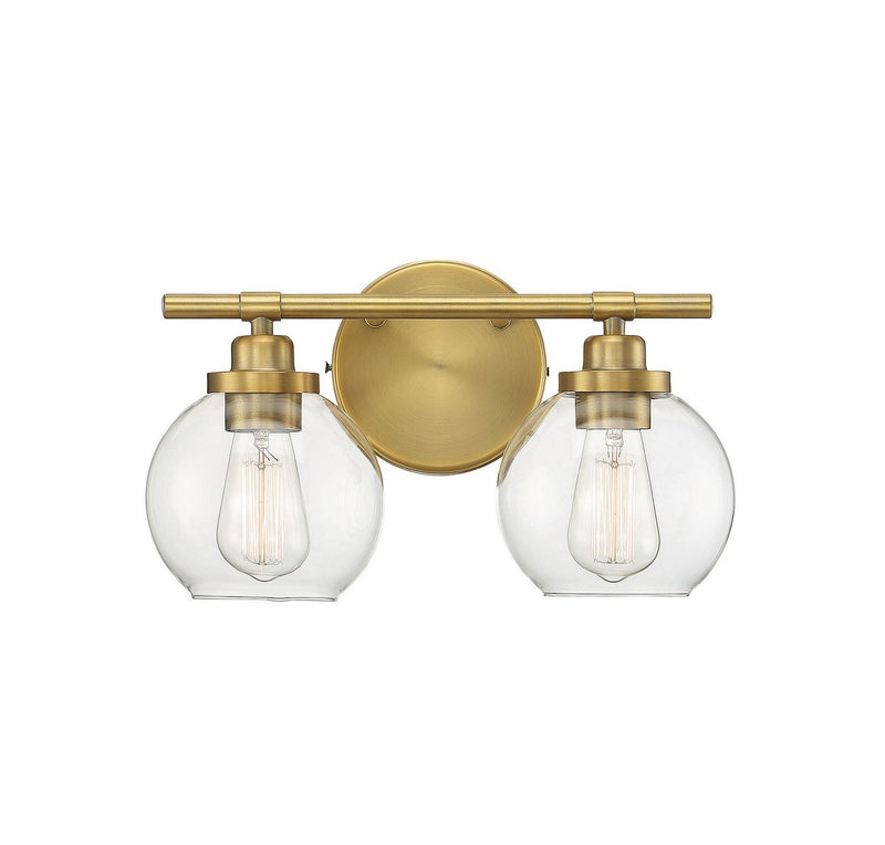 Carson 2-Light Bath Vanity Light in Warm Brass