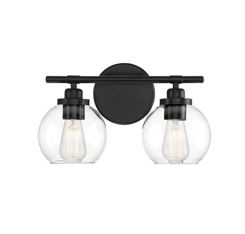 Carson 2-Light Bath Vanity Light in Matte Black