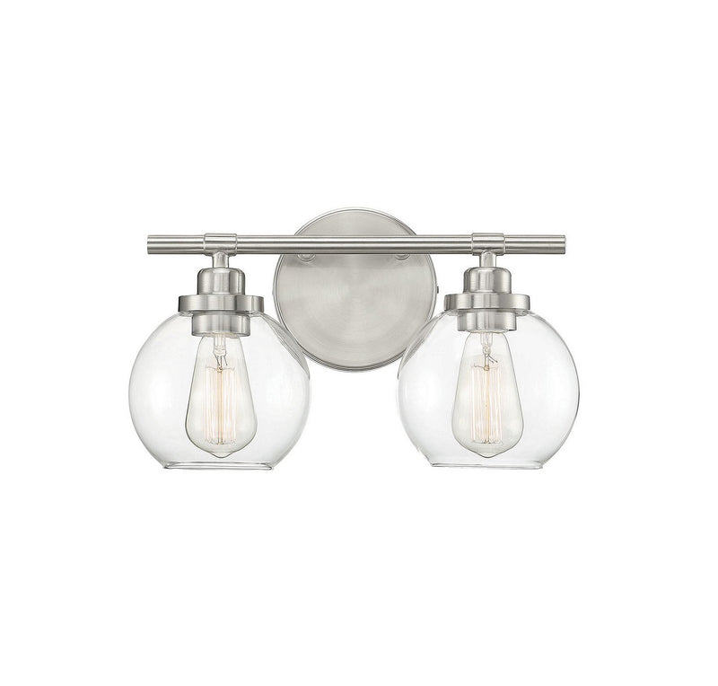 Carson 2-Light Bath Vanity Light in Satin Nickel