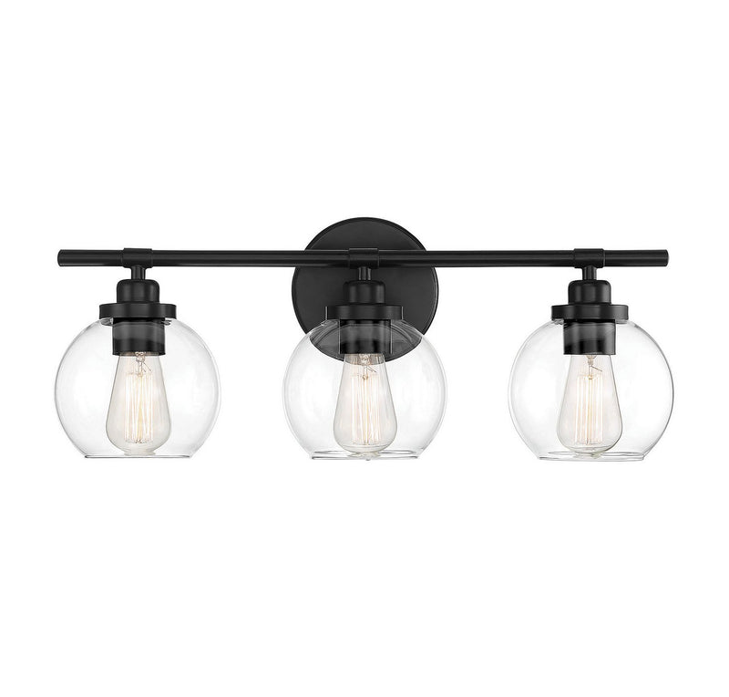 Carson 3-Light Bath Vanity Light in Matte Black