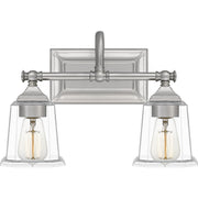 Nicholas 2-Light Clear Glass Bath Vanity Light in Brushed Nickel