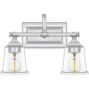 Nicholas 2-Light Clear Glass Bath Vanity Light in Polished Chrome