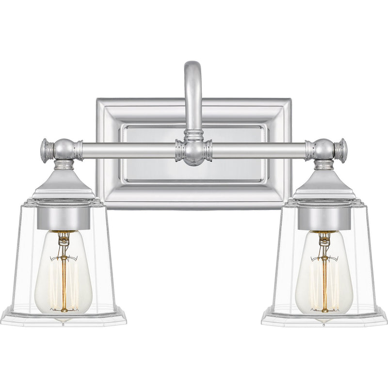 Nicholas 2-Light Clear Glass Bath Vanity Light in Polished Chrome