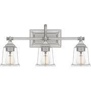 Nicholas 3-Light Clear Glass Bath Vanity Light in Brushed Nickel