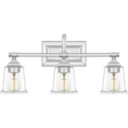 Nicholas 3-Light Clear Glass Bath Vanity Light in Polished Chrome