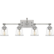 Nicholas 4-Light Clear Glass Bath Vanity Light in Brushed Nickel
