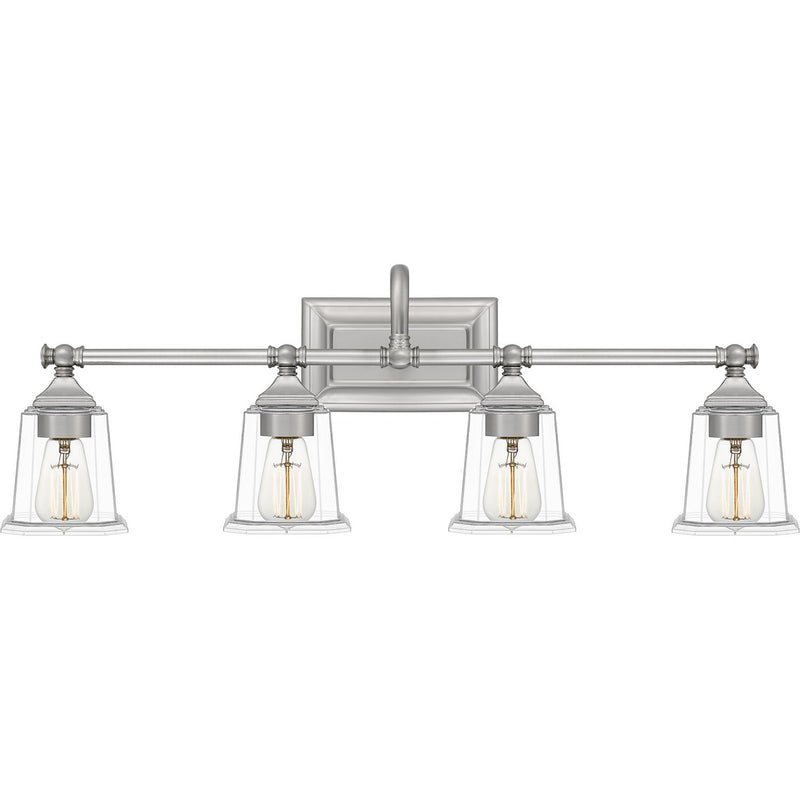 Nicholas 4-Light Clear Glass Bath Vanity Light in Brushed Nickel
