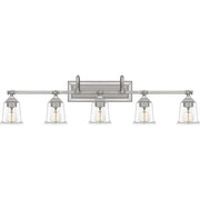 Nicholas 5-Light Clear Glass Bath Vanity Light in Brushed Nickel