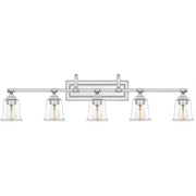 Nicholas 5-Light Clear Glass Bath Vanity Light in Polished Chrome