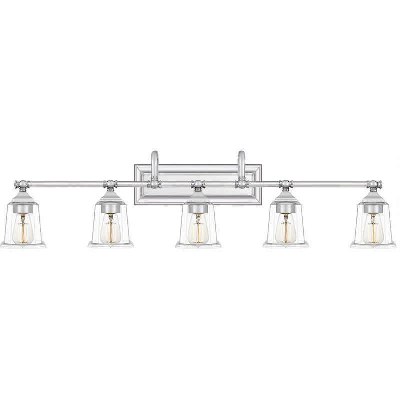 Nicholas 5-Light Clear Glass Bath Vanity Light in Polished Chrome