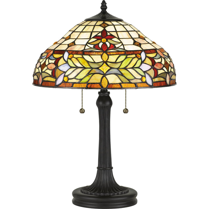 Quinn 2-Light Tiffany Table Lamp in Vintage Bronze