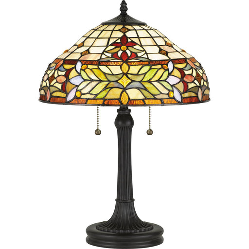 Quinn 2-Light Tiffany Table Lamp in Vintage Bronze