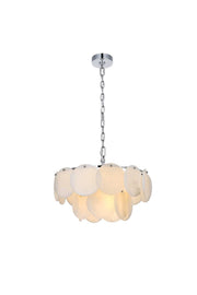 Charlotte 20" 9-Light Chandelier in Chrome And Frosted White