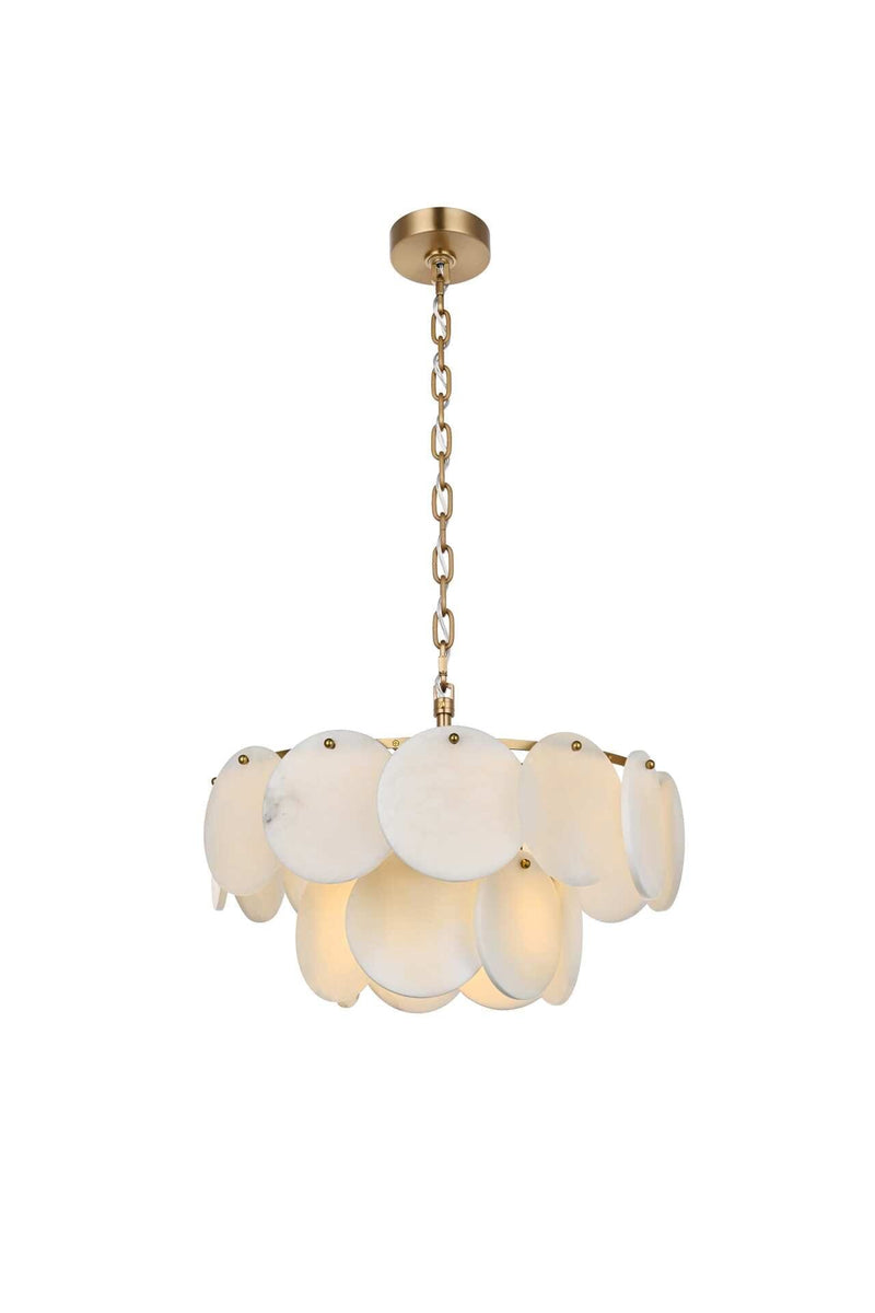 Charlotte 20" 9-Light Chandelier in Satin Gold And Frosted White