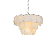 Charlotte 24" 12-Light Chandelier in Chrome And Frosted White
