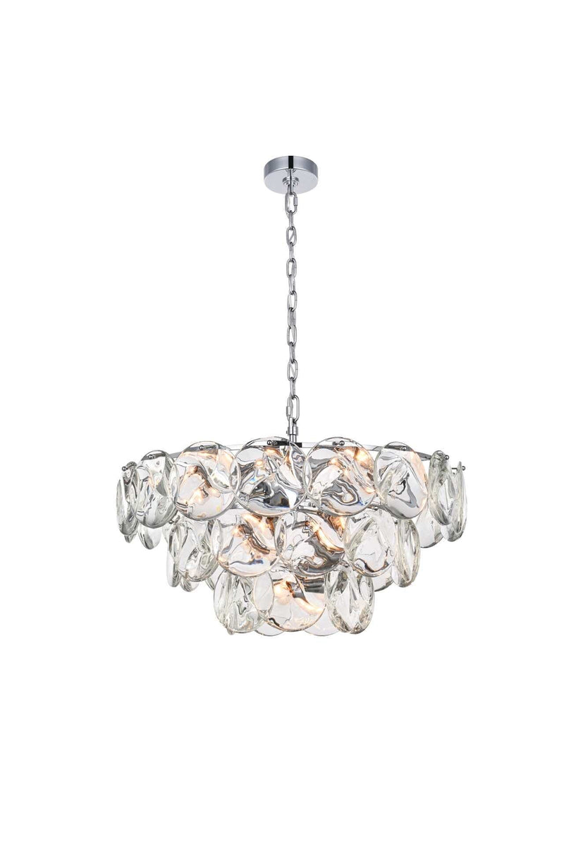 Charlotte 28" 14-Light Chandelier in Chrome And Clear
