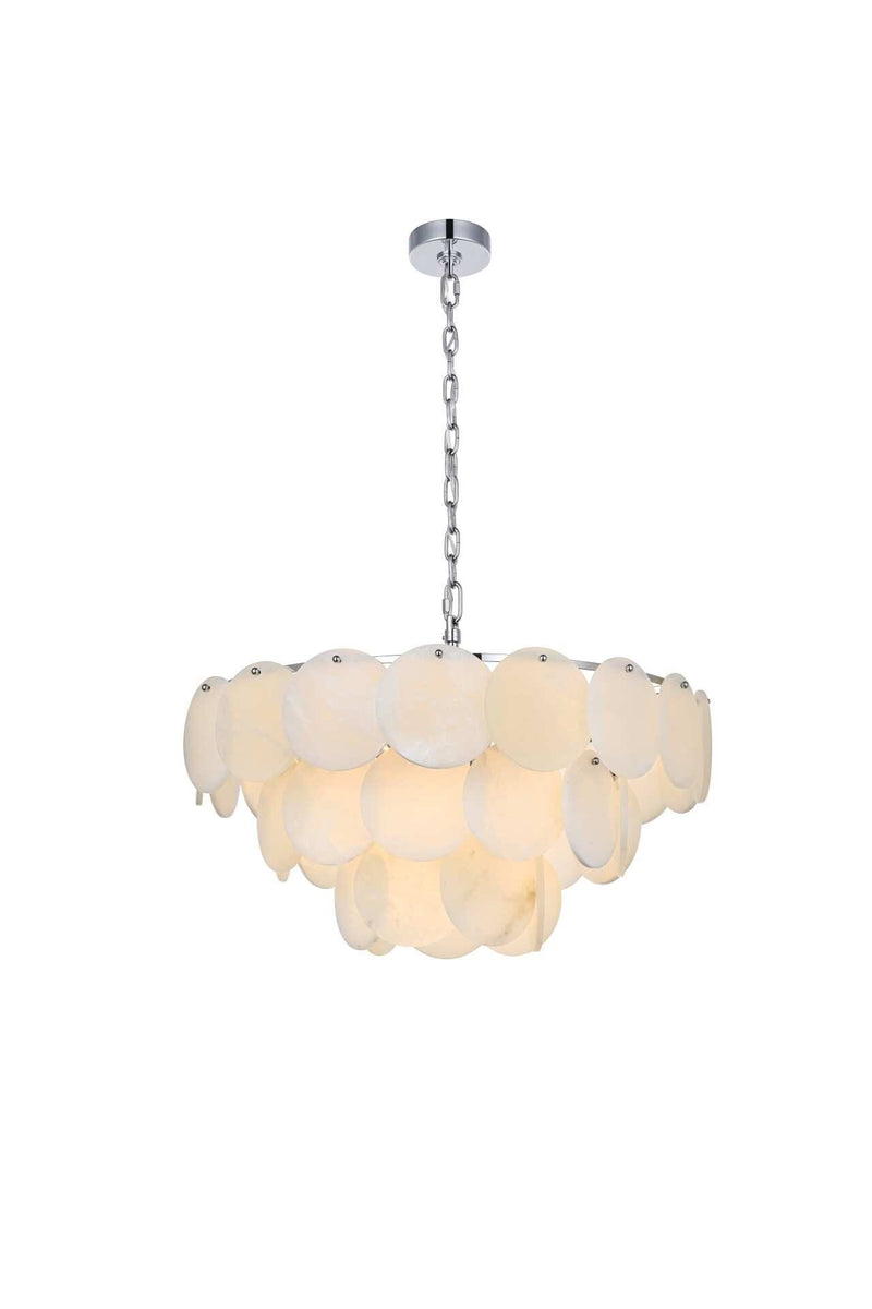 Charlotte 28" 14-Light Chandelier in Chrome And Frosted White