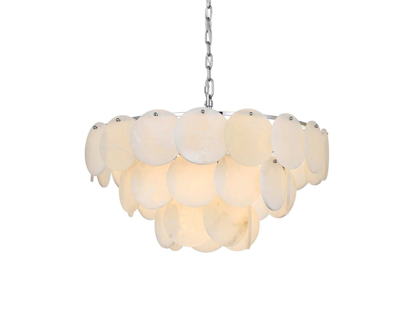 Charlotte 28" 14-Light Chandelier in Chrome And Frosted White