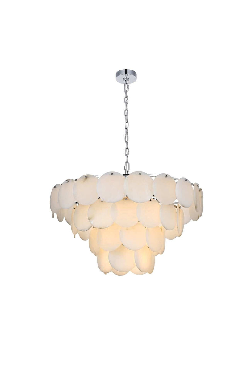 Charlotte 32" 21-Light Chandelier in Chrome And Frosted White