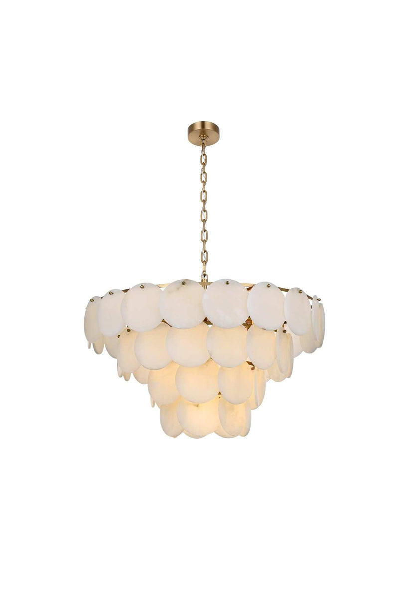 Charlotte 32" 21-Light Chandelier in Satin Gold And Frosted White